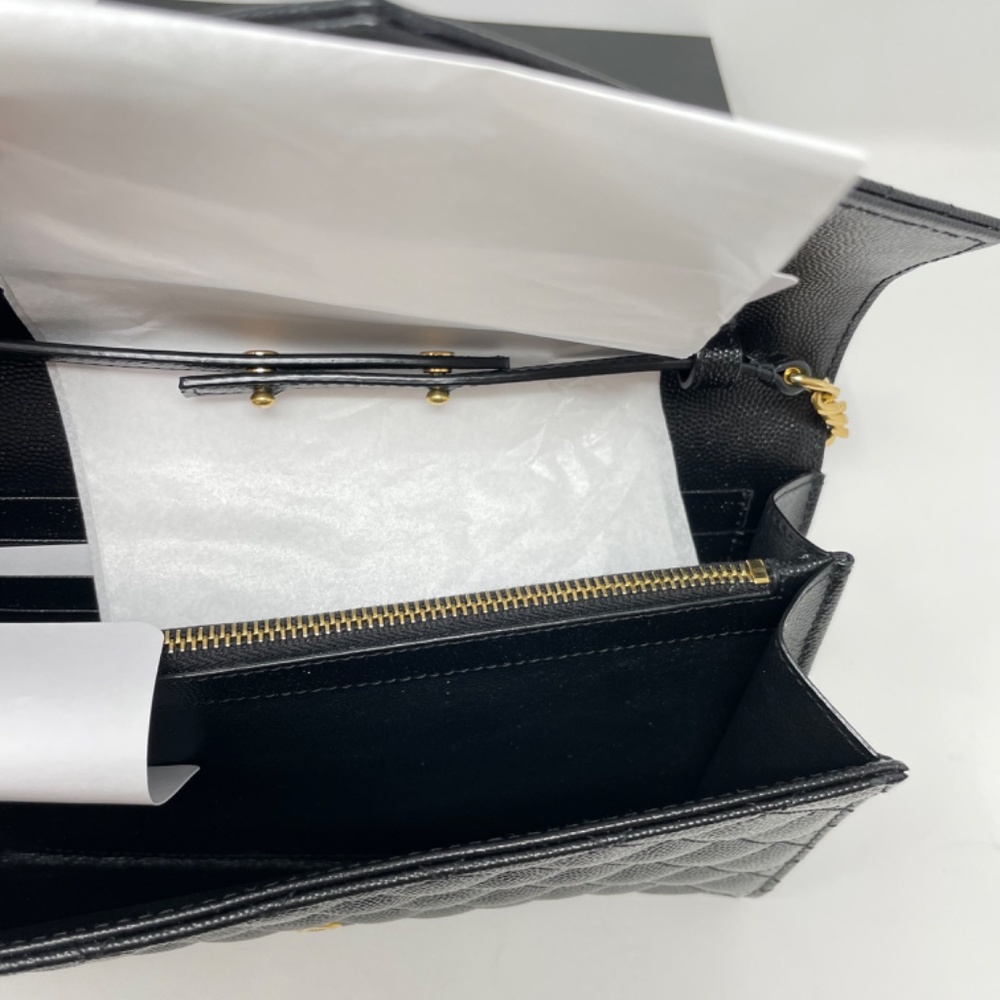 Brand New Saint Laurent Tri Quilt Envelope Chain Wallet - Picture 6 of 7